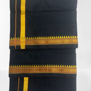 Ayyappa Black Dhoti Set with Gold Zari